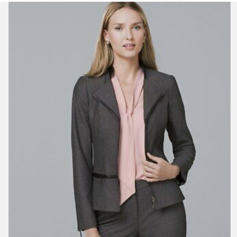 NWT White House Black Market Zip Moto Jacket/Blazer with Faux Leather Trim